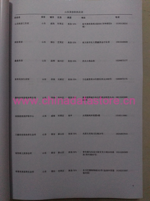山東美容院企業(yè)黃頁收錄了最新的山東美容院企業(yè)名單，具有極高的營銷價值，實實在在提高銷售業(yè)績